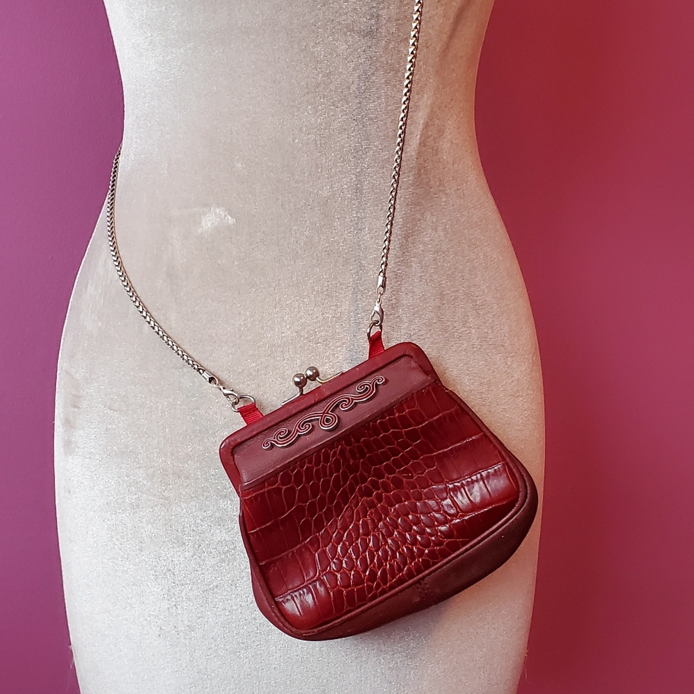 SOLD Vintage Brighton Leather Embossed Crossbody - Picture 1 of 6